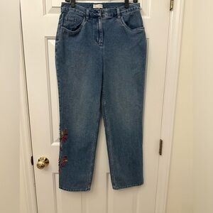 Women’s Christopher & Banks Floral Embroidered Blue Jeans - Size 10